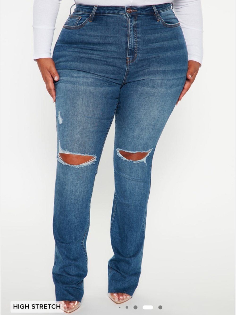 Fashion Nova High-Rise Distressed Blue Jeans